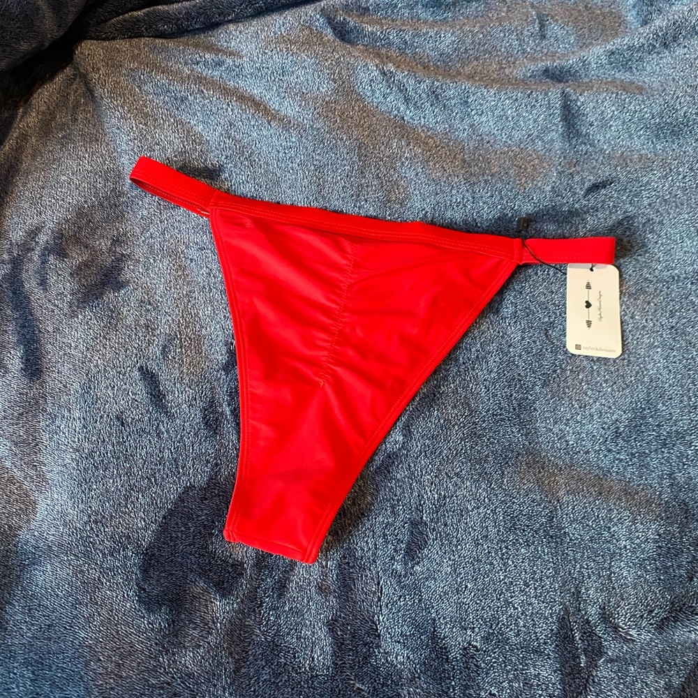 Ruched Red Bikini Bottom